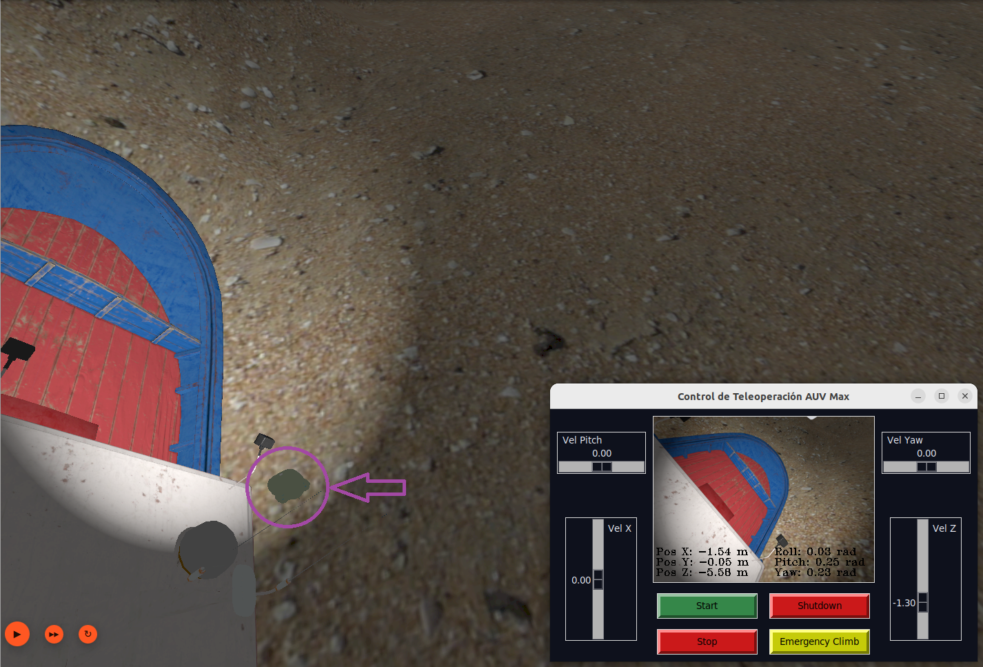 AUV Max: Simulator for Autonomous Underwater Vehicles